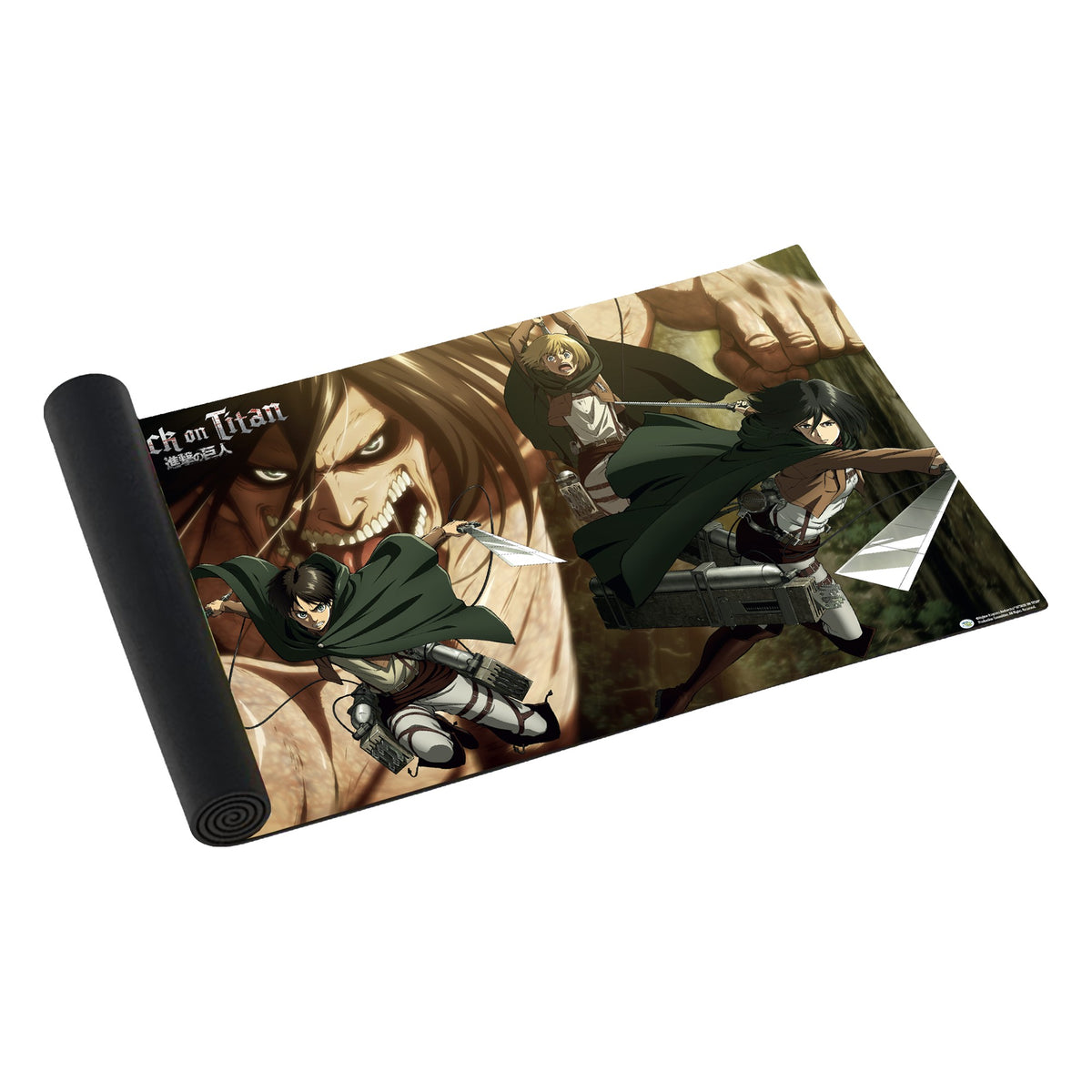 Attack on Titan Attack Titan playmat, partly rolled