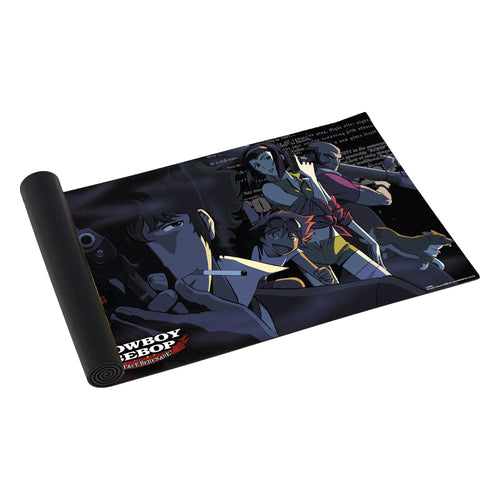 Cowboy Bebop Swordfish Team playmat, partly rolled