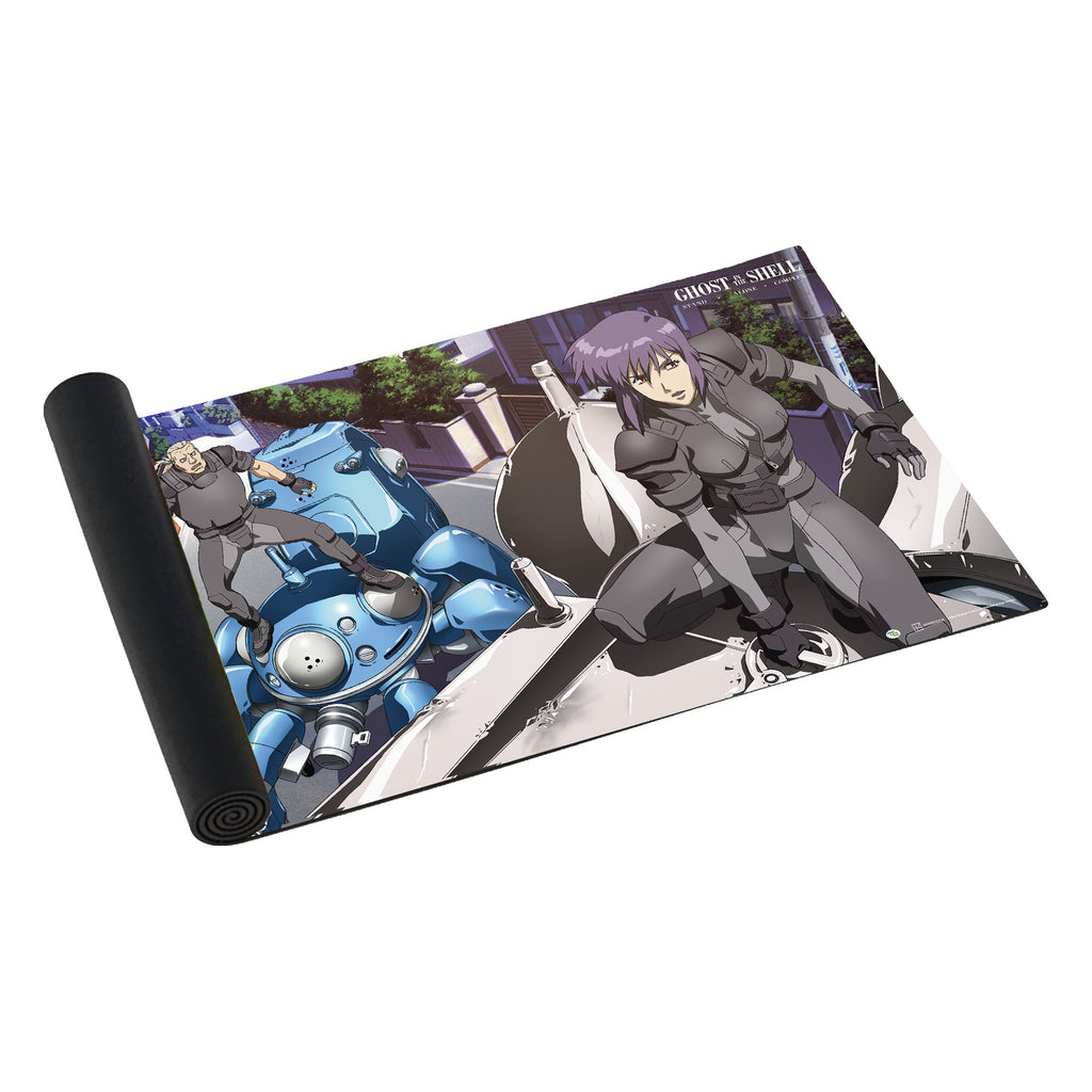 Ghost in the Shell Daylight Section 9 playmat, partly rolled