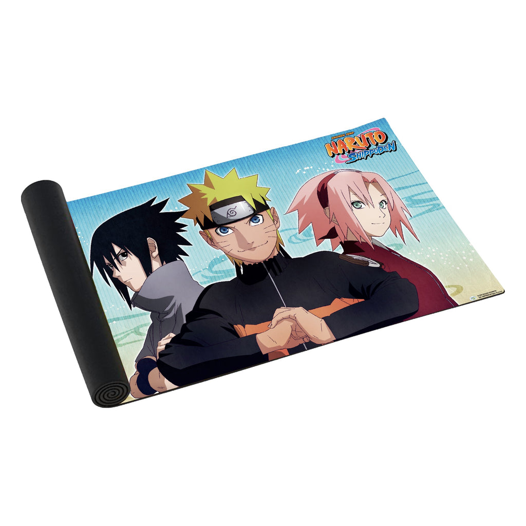 Naruto Shippuden Trio playmat, partly rolled