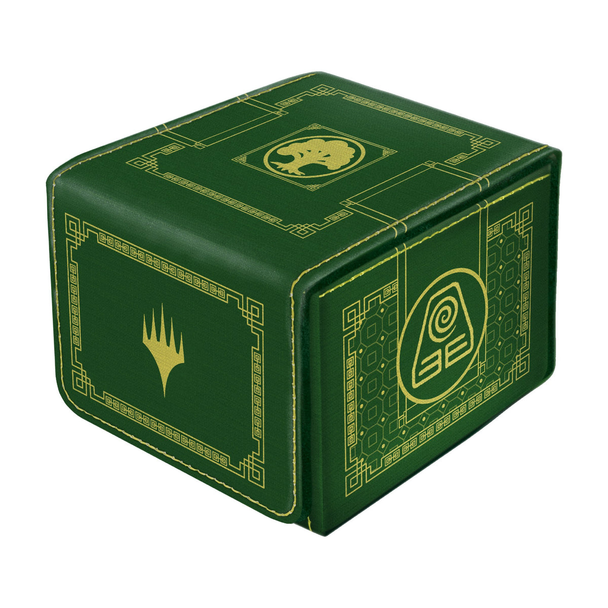 DOMARU Avatar: The Last Airbender Earth deck box, closed, green with the Earth Kingdom emblem