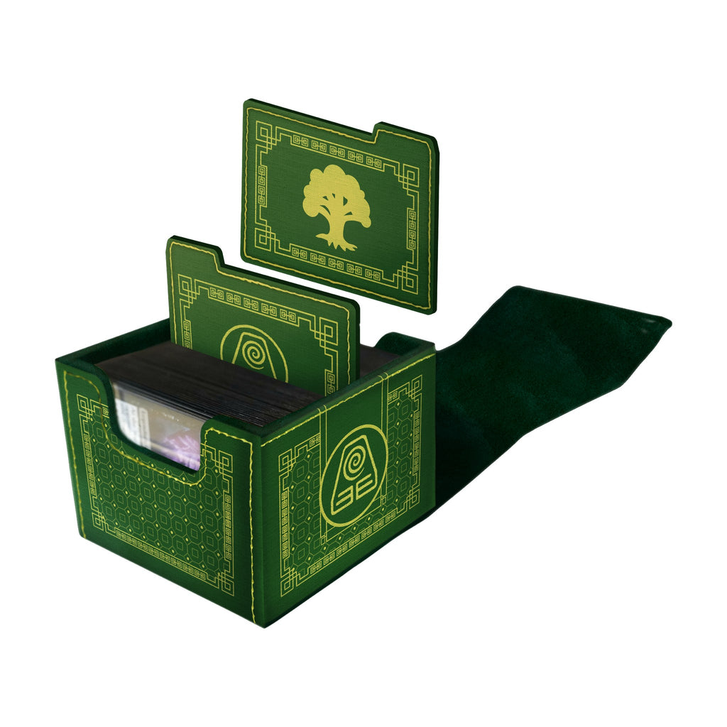 DOMARU Avatar: The Last Airbender Earth deck box, open with cards and dividers