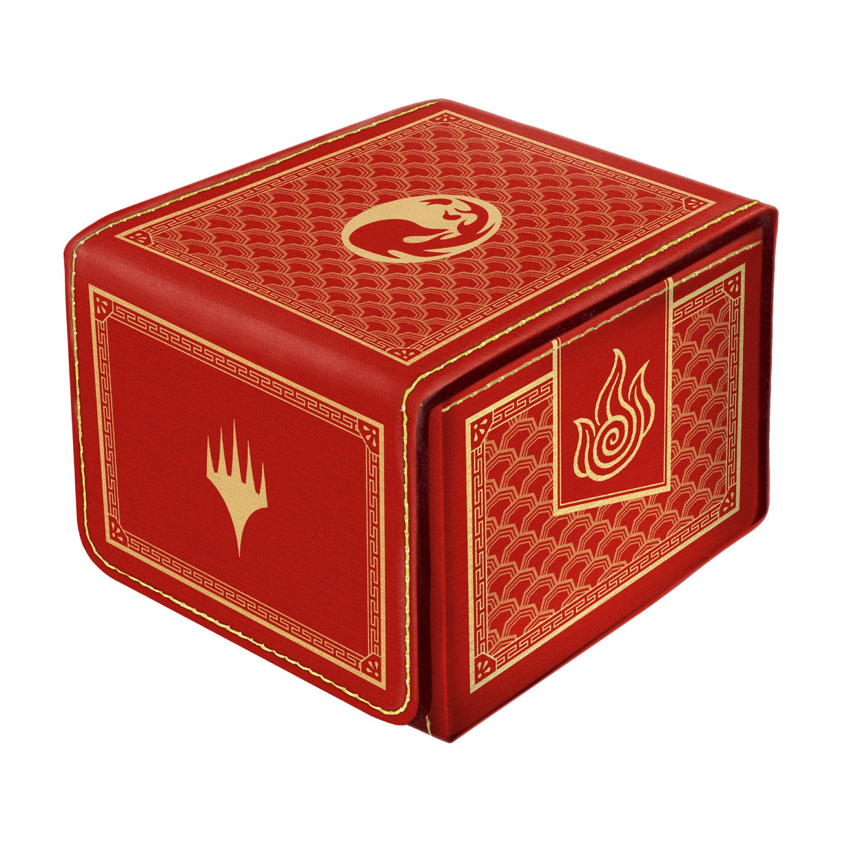 DOMARU Avatar: The Last Airbender Fire deck box, closed, red with the Fire Nation emblem