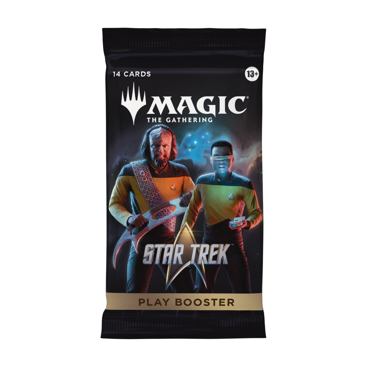 Magic: The Gathering Star Trek Play Booster pack featuring Worf and Geordi La Forge